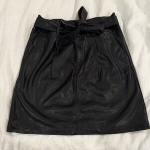 LOFT Black Faux Leather Mini Skirt